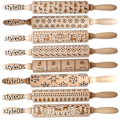 Miniatyrbild 1 av 4: Wooden Carvings Pie Cookies Rolling Pin style04
