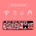 Miniatyrbild 2 av 5: Wireless Keyboard And Mouse Combination, 2.4g Usb Ergonomic Keyboard, Cute Round Retro Typewriter Keycaps, (red Mixed Style Keyboard + Mouse)