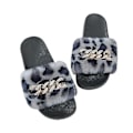 Miniatyrbild 1 av 5: Women's Fluffy Faux Fur Slippers Comfy Open Toe Slides With Fle LEOPARD 42