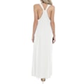 Miniatyrbild 2 av 4: Ladies Sleeveless Deep V-neck Loose Solid Color Long Casual Backless Dress White M