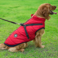 Miniatyrbild 2 av 4: Large Pet Dog Jacket With Harness Winter Warm Dog Clothes red M