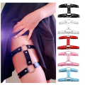 Miniatyrbild 2 av 4: 2PCS Gothic Double Row Garters Leg Ring Leg Elastic Punk Harness Garter Belt Red