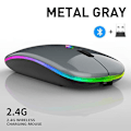 Miniatyrbild 1 av 5: 5.0 Bluetooth With Usb Rechargeable Rgb Mouse Bt5.2 For Laptop Computer Pc Macbook Gaming Mouse 2.4ghz 1600dpi Gray