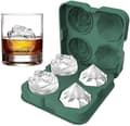 Ice Cube Tray, 2.5 Inch Ice Cube Silicone Molds, 2 Cavity Rose & 2 Diamond Ice Ball Maker Green