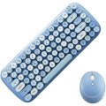 Miniatyrbild 1 av 5: Mini Wireless Keyboard 2.4g Usb Keyboard And Mouse Set, Round Keycap, Multi-color Cute Girly Keyboard... (blue)