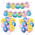 Easter Pull Flag Latex Balloons Set Egg Bunny Print Paper Banner Happy Easter Decoration B