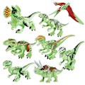 Miniatyrbillede 1 af 5: 8 stk. Dinosaur Byggeklodser Med Lysende Tyrannosaurus Triceratops Tyrannosaurus Raptor Børn Samlet Legetøj Byggeklodser