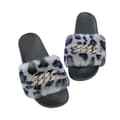 Women's Fluffy Faux Fur Slippers Comfy Open Toe Slides With Fle LEOPARD 43