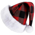 Miniatyrbild 2 av 4: 2pcs Adult Christmas Hat Black Red Plaid Hat Single Layer Plush Hat