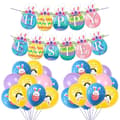 Easter Pull Flag Latex Balloons Set Egg Bunny Print Paper Banner Happy Easter Decoration C