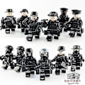 Miniatyrbillede 4 af 4: 12 stk. Sort Swat Politi Minifigur Byggeklods Tilbehør Militær Legetøj