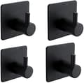 4 Pieces 3m Adhesive Hook,bathroom Wall Hook,stainless Steel,black