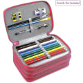 Miniatyrbild 4 av 4: 72 Slots 4-layer Zipper Pencil Case With Handle Strap, Oxford Fabric rose Red