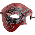 Miniatyrbild 2 av 3: 1pc Masquerade Mask Retro Phantom Of The Opera One Eye Half Face Costume, Half Face Phantom Mask (red Pattern)
