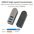 Miniatyrbild 3 av 4: Aluminum Alloy Rotating Usb3.0 Hub Splitter Usb Hub Splitter 3 Port Usb 3.0 Hub Extension Gray