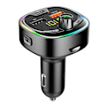Pikkukuva 1 / 5: Bluetooth FM -lähetin autoon, QC3.0 & 7 värin LED-taustavalaistu autoradio Bluetooth -sovitin musiikkisoitin handsfree-autosarja SD-korttipaikalla