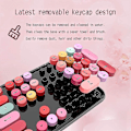 Miniatyrbild 5 av 5: Wireless Keyboard And Mouse Combination, 2.4g Usb Ergonomic Keyboard, Cute Round Retro Typewriter Keycaps, (red Mixed Style Keyboard + Mouse)