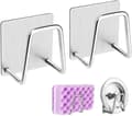2 Pack Sponge Holders Self-adhesive Kitchen Sink Holder Clothes Hooks