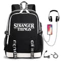 Stranger Things Backpack Usb Rechargeable Backpack Student School Bag black