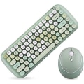 Miniatyrbild 1 av 5: Mini Wireless Keyboard 2.4g Usb Keyboard And Mouse Set, Round Keycap, Multi-color Cute Girly Keyboard... (green)