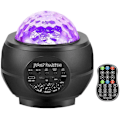 Miniatyrbild 1 av 4: Star Projection Night Light, Bluetooth Speaker, Led Galaxy Ocean Wave Projection Light Rotating Sound Activation Star Projection Light (black)