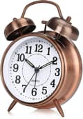Dual Bell Morning Alarm Clock, Silent Retro Alarm Clock Bedside Clock With Night Light For Sleeping Office