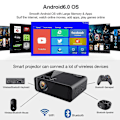 Pikkukuva 2 / 5: Wifi-projektori, 1080p 3D Bluetooth Mini Android 6.0 LCD-projektori kotiteatteriin Black UK Plug