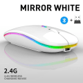 Miniatyrbild 1 av 5: 5.0 Bluetooth With Usb Rechargeable Rgb Mouse Bt5.2 For Laptop Computer Pc Macbook Gaming Mouse 2.4ghz 1600dpi White