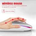 Miniatyrbild 2 av 5: 5.0 Bluetooth With Usb Rechargeable Rgb Mouse Bt5.2 For Laptop Computer Pc Macbook Gaming Mouse 2.4ghz 1600dpi silver