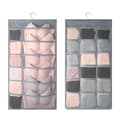 Double-side Hanging Underwear Organizer Hanging Underpants Bra Socks Storage Bag Gray B