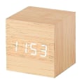 Miniatyrbild 1 av 4: Gingko Cube Led Click Clock Alarm Clock With Sound Activation (time, Date & Temperature) Various Colours A10 Bamboo white