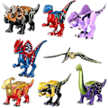 Miniatyrbillede 1 af 4: 8 stk. Dinosaur Samlede Byggeklodser