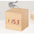 Miniatyrbild 1 av 4: Gingko Cube Led Click Clock Alarm Clock With Sound Activation (time, Date & Temperature) Various Colours A10 Bamboo red