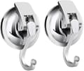 2 Pack Vacuum Suction Cup Hook Heavy Duty Wall Hanger For Bathroom Window Glass Mirror Self Adhesive Hooks Silver