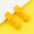 Miniatyrbild 3 av 4: Silicone Spoon Fork Set Baby Self Feeding Utensils Practical Infant Training Gray