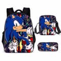 3pcs/set Sonic The Hedgehog Satchel Anime Lightweight Backpack With Lunch Bag Pencil Bag