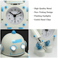 Miniatyrbild 2 av 4: Non-ticking Robot Alarm Clock Stainless Metal - Wake-up Clock With Flashing Eye Lights And Hand Clip (white)