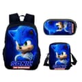 3pcs/set Sonic Anime Satchel Nylon School Backpack With Pencil Bag And Messenger Bag