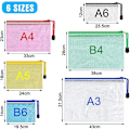 Miniatyrbild 2 av 4: 12pcs Mesh Zipper Pouch Document Bag, A3 Plastic Zip Wallet File Folders