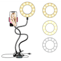 Miniatyrbild 1 av 5: Mobile Phone Live Holder Lazy Bracket Desk Lamp LED Selfie Ring Light Flexible For Youtube White