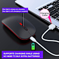 Miniatyrbild 5 av 5: 5.0 Bluetooth With Usb Rechargeable Rgb Mouse Bt5.2 For Laptop Computer Pc Macbook Gaming Mouse 2.4ghz 1600dpi Gray