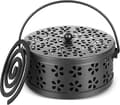 Retro Portable Iron Mosquito Incense Holder With Handle Round Fireproof Incense Holder(black)