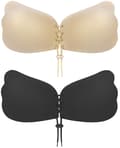 Sticky Bra 2 Pairs Strapless Backless Adhesive Invisible Push Up Bra B