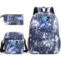 Lilo &amp; Stitch Stitch Backpack Three-piece Set School Bag Lightning blue