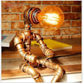 Miniatyrbild 1 av 2: Vintage Retro Robot Lamp Industrial Iron Water Pipes Table Lamp EU Plug Style 2