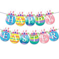 Miniatyrbild 3 av 5: Easter Pull Flag Latex Balloons Set Egg Bunny Print Paper Banner Happy Easter Decoration E