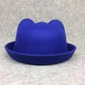 Bowlerhatt i ull for foreldre og barn, Fedora-hatter Cat ear royalblue 57cm