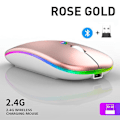 Miniatyrbild 1 av 5: 5.0 Bluetooth With Usb Rechargeable Rgb Mouse Bt5.2 For Laptop Computer Pc Macbook Gaming Mouse 2.4ghz 1600dpi Gold