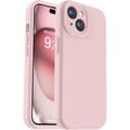 FÖR iPhone 15 Gummiskal med Kameraskydd Liquid V2 - Rosa