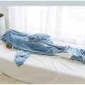Miniatyrbillede 5 af 5: Ny pyjamas Haj et stykke voksen superblød blød flanel hættetrøje sovepose, der kan bæres løst Blå Blue M